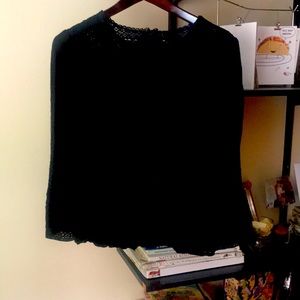 J. Crew Point Sur Black embroidered top